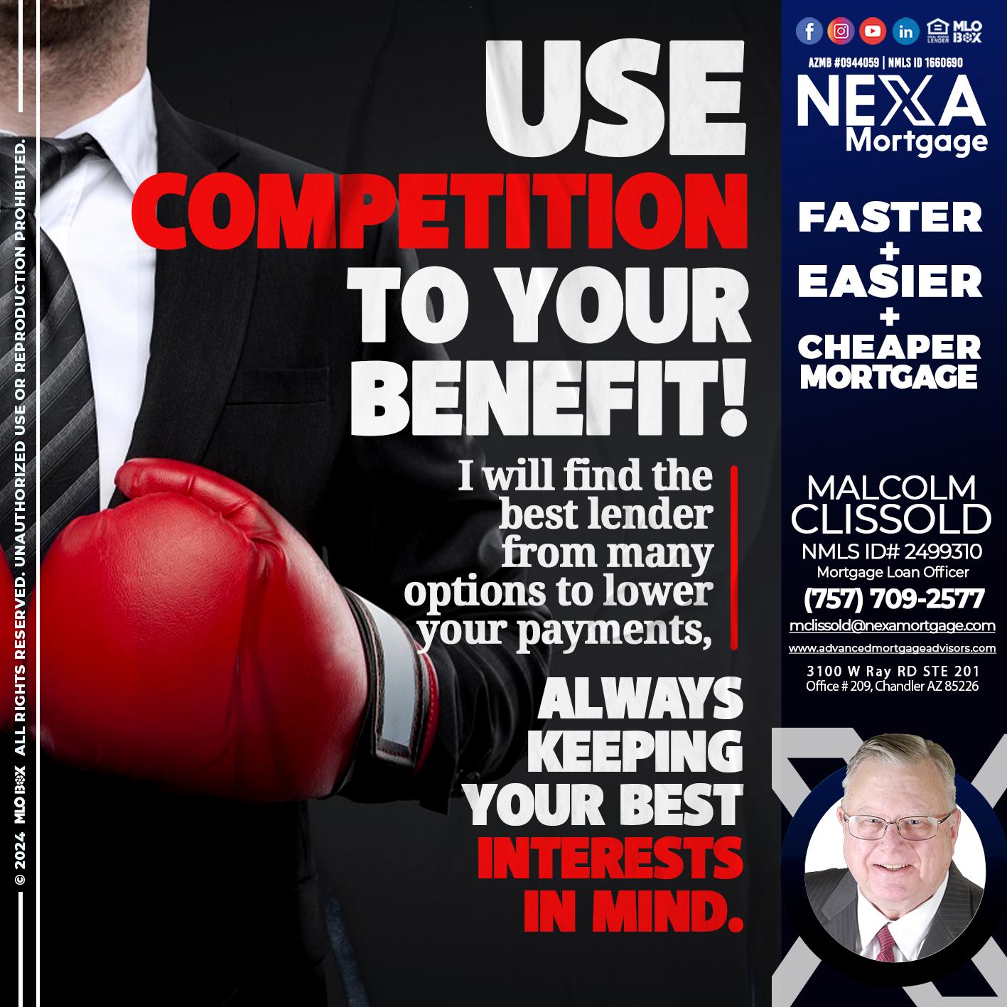 USE COMPETITION - Malcolm Clissold -Mortgage Loan Officer