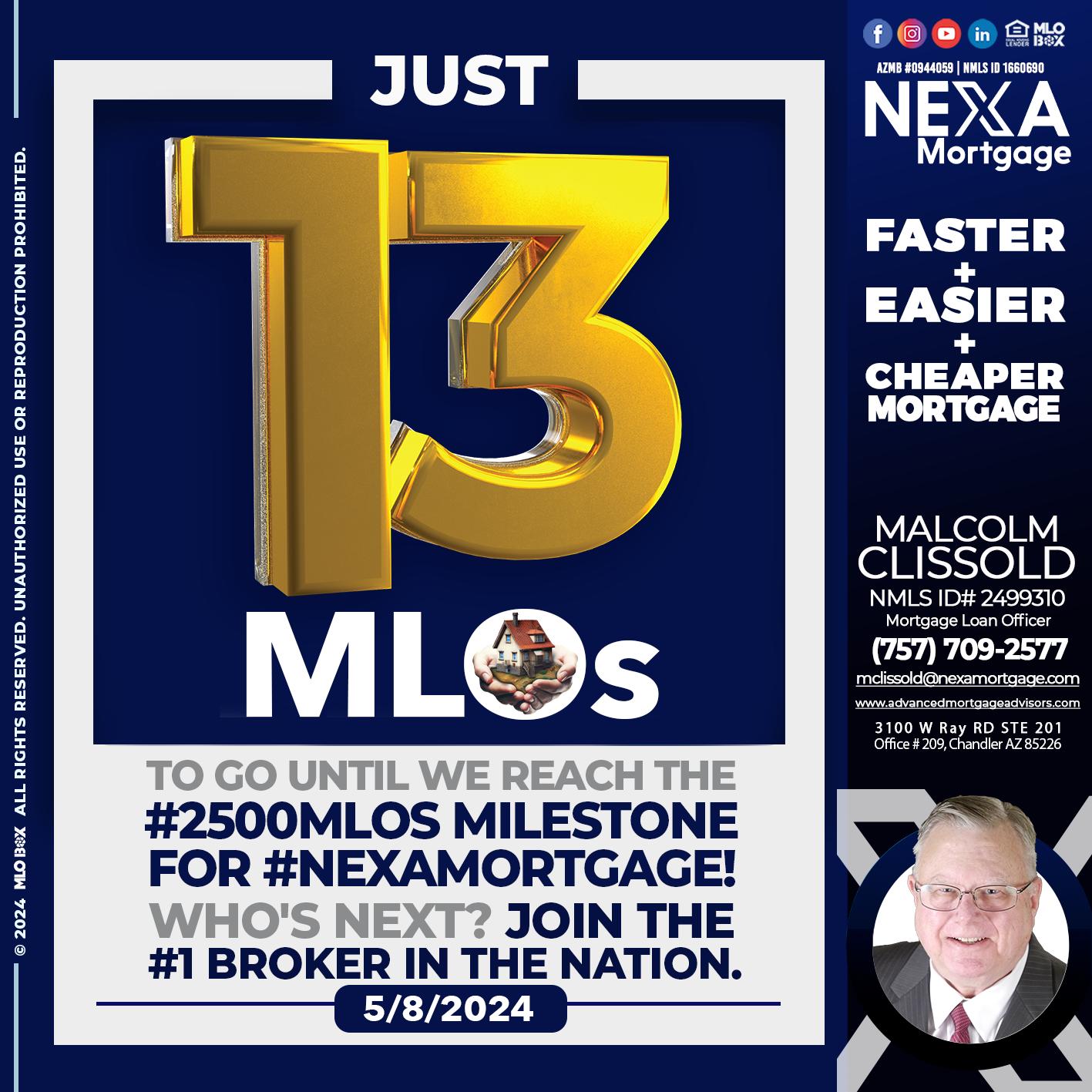 JUST 13 - Malcolm Clissold -Mortgage Loan Officer